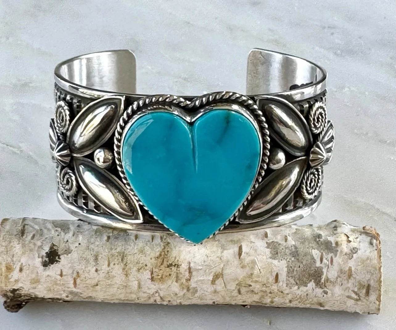 Kingman Turquoise Heart Cuff