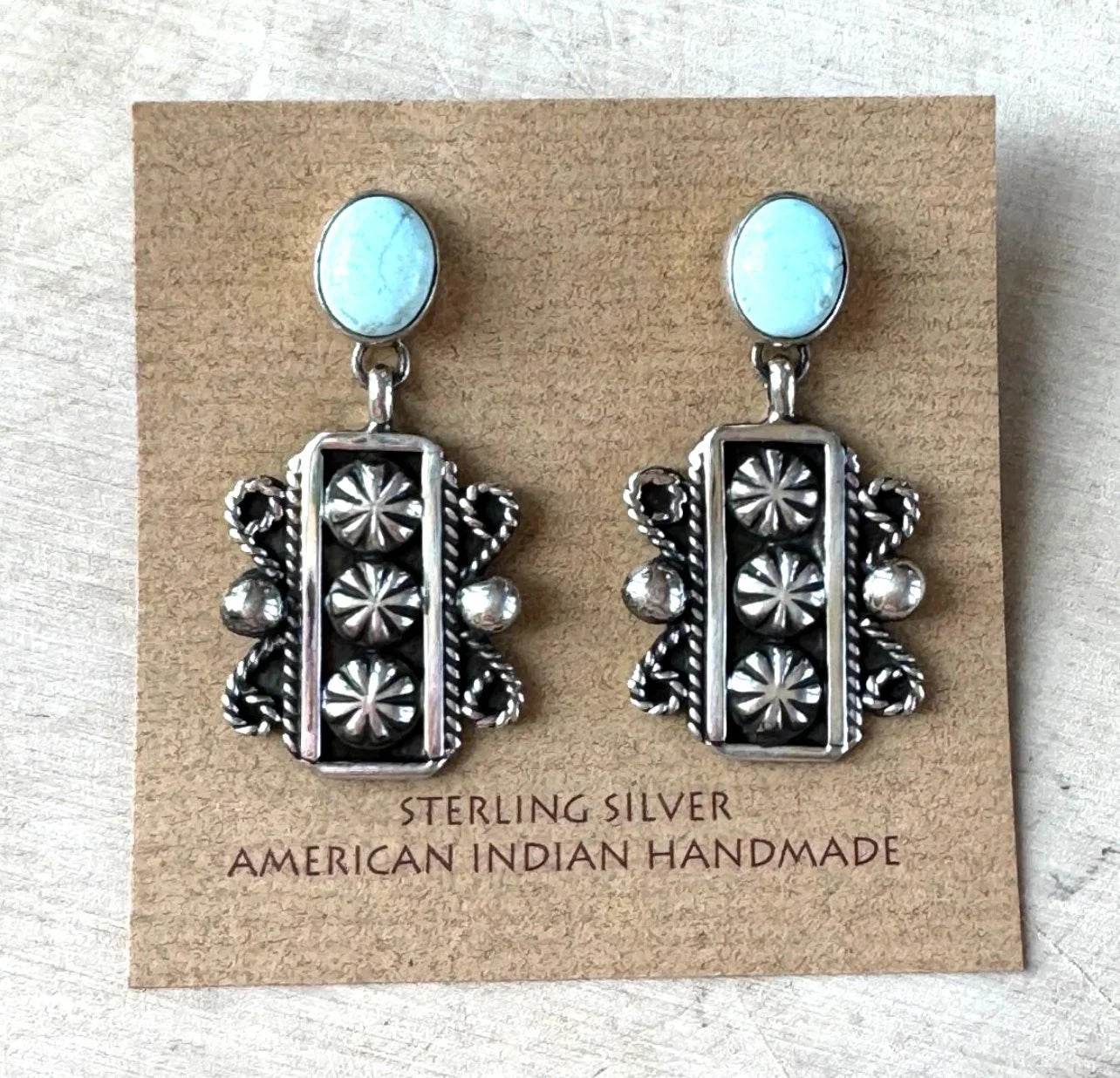 Dry Creek Turquoise ~ Post-Back Earrings By Geneva Apachito