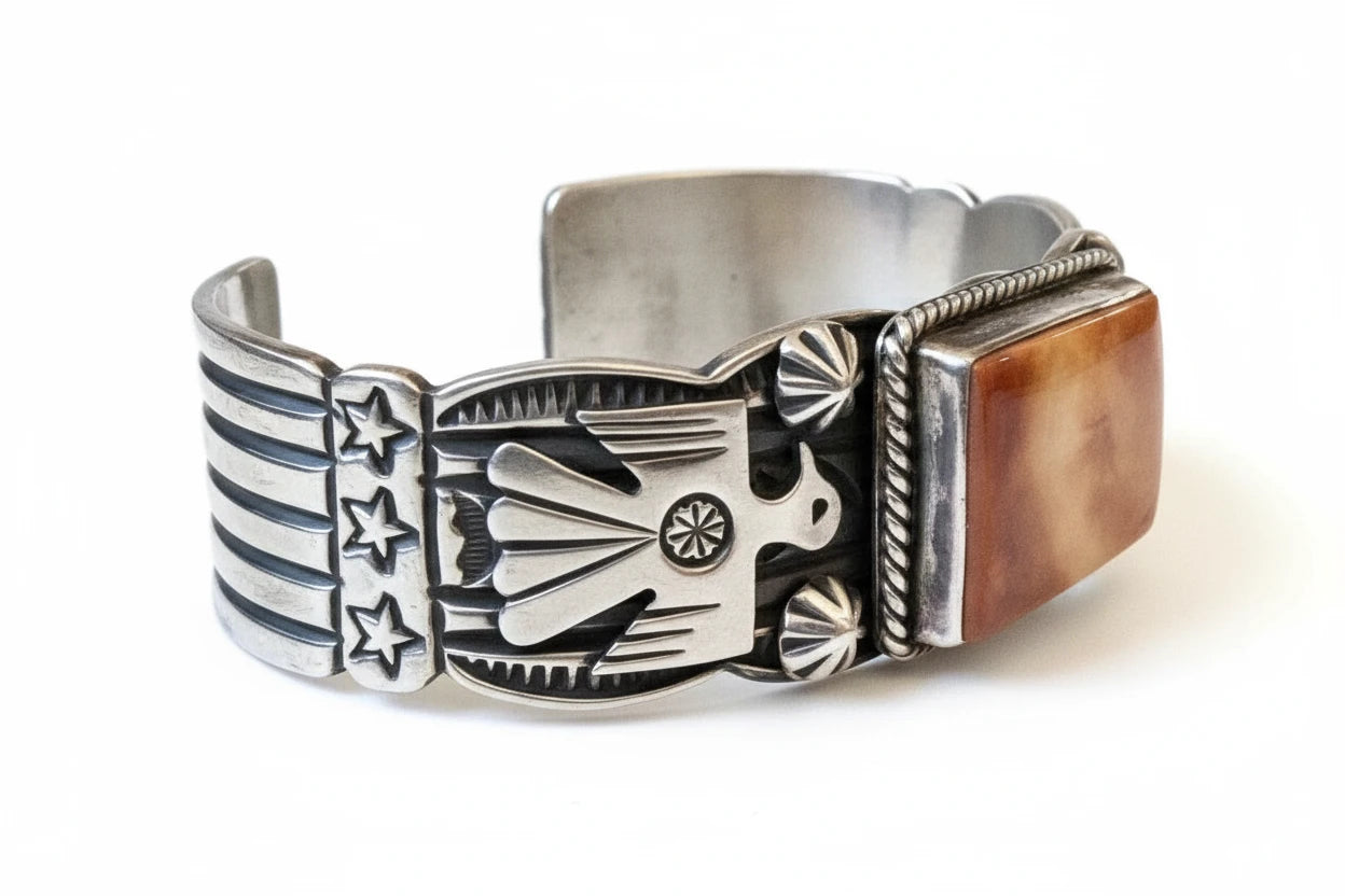 Navajo Andy Cadman White Buffalo & Sterling Cuff