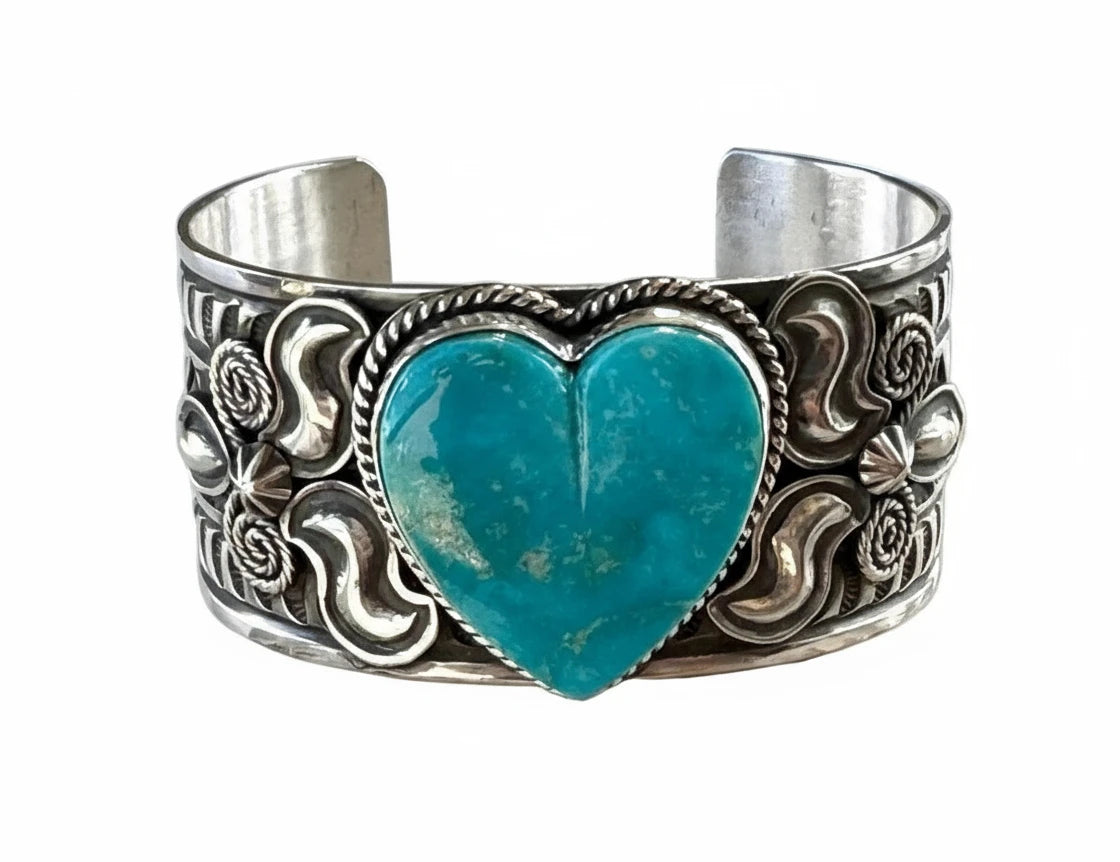 Kingman Turquoise Heart Cuff