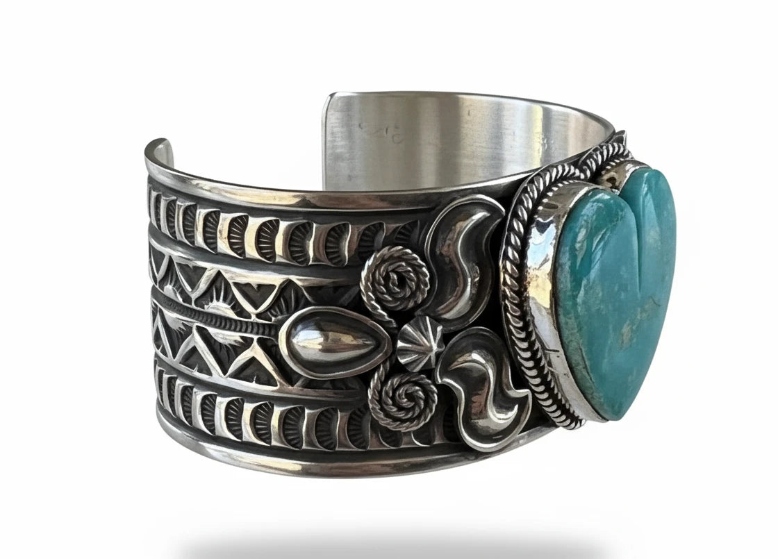Kingman Turquoise Heart Cuff