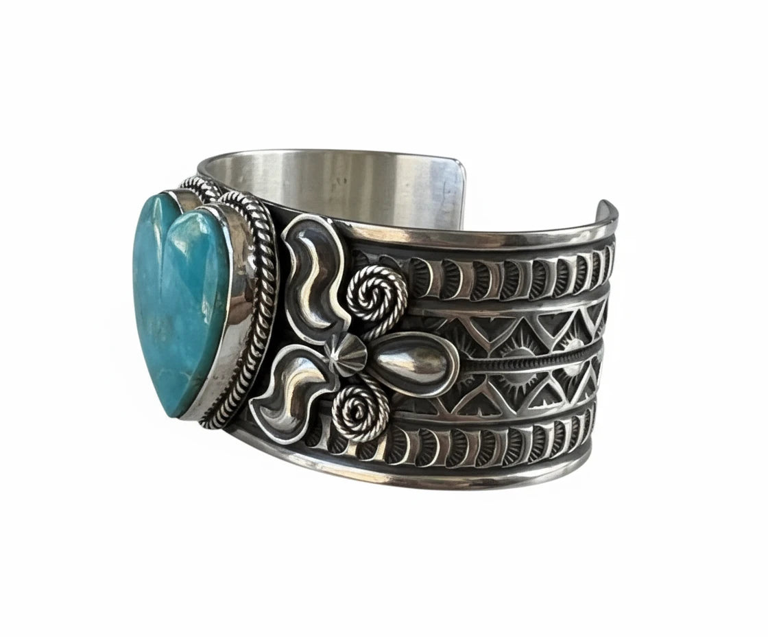 Kingman Turquoise Heart Cuff