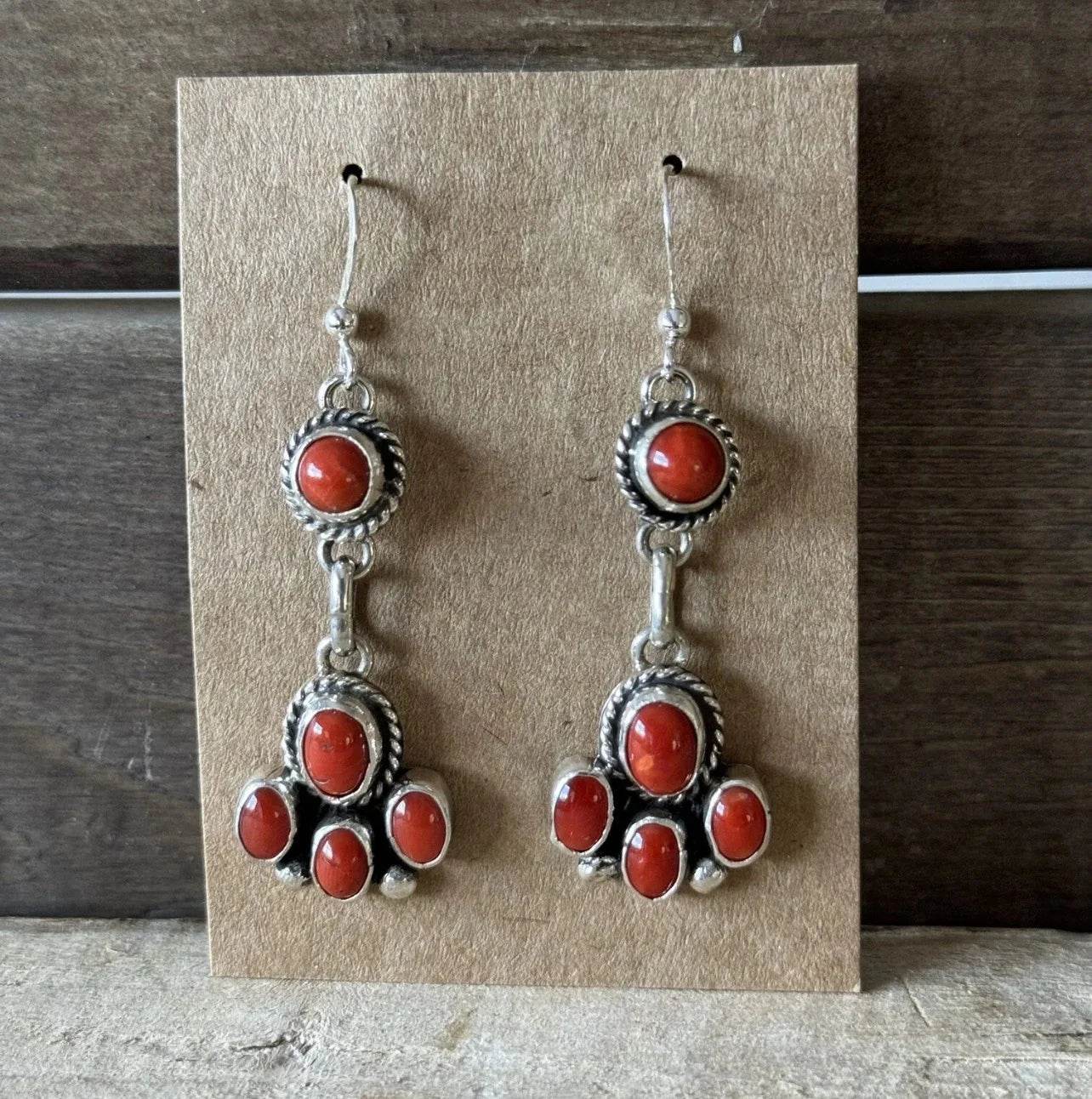 Italian Coral Sterling Dangle Earrings