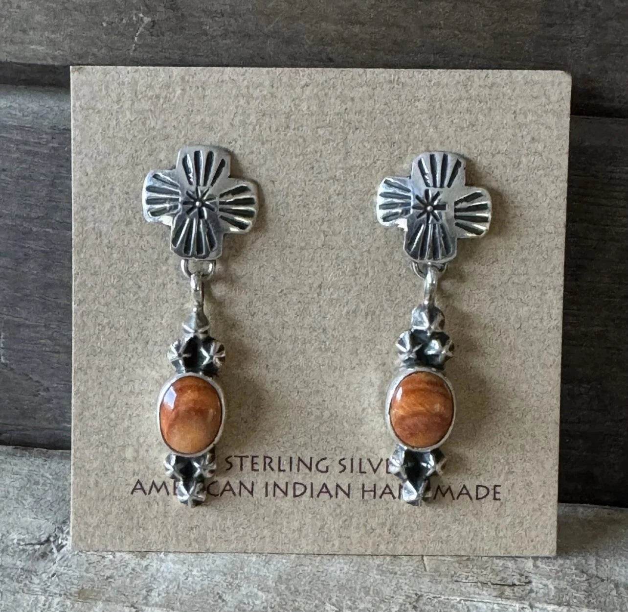 Orange Spiny Oyster ~ Post-Back Earrings