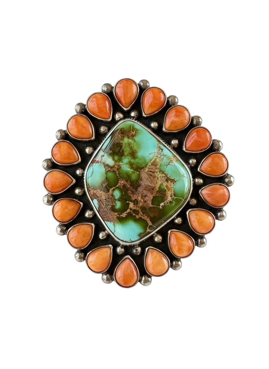 Royston Turquoise & Orange Spiny Oyster Ring