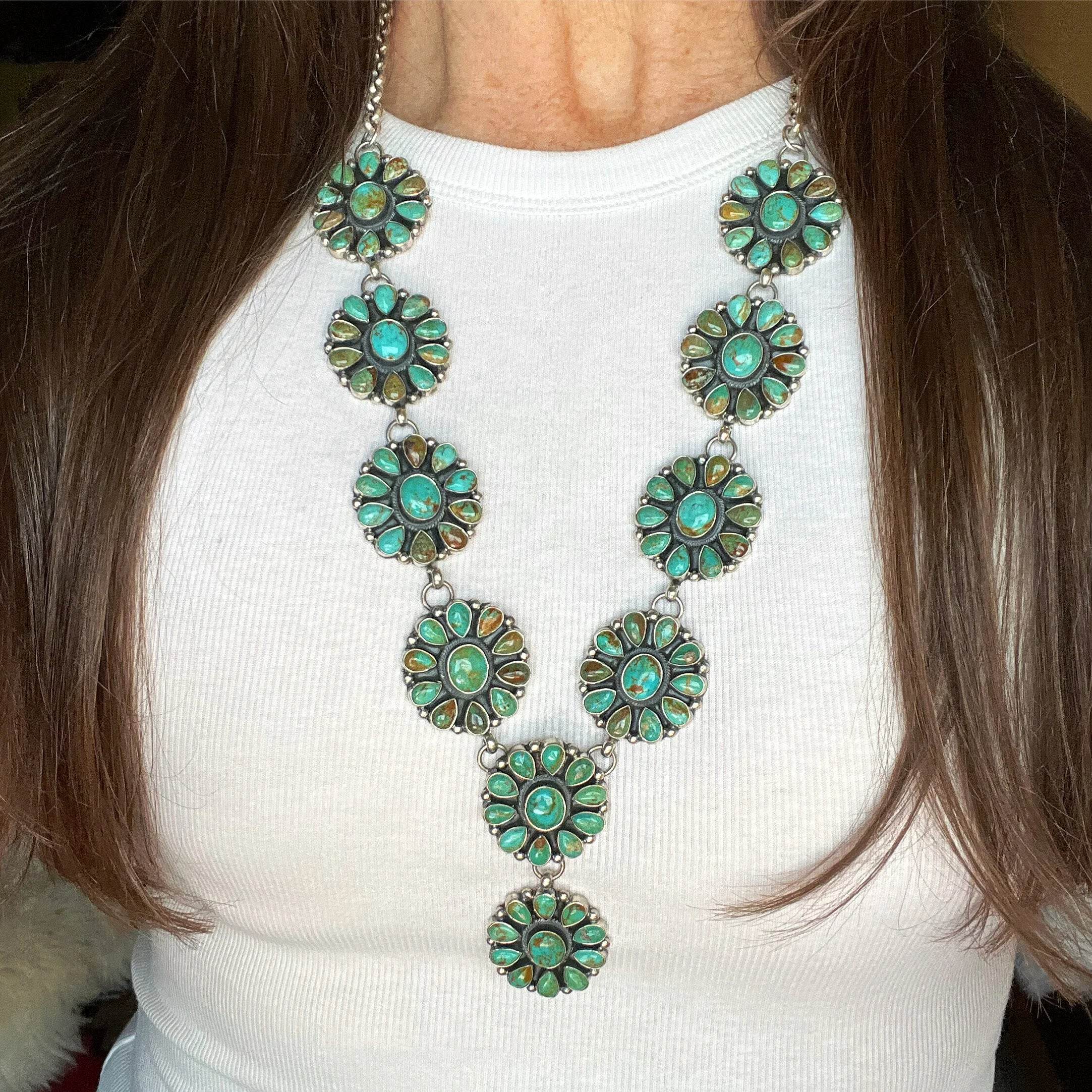 Turquoise Cluster Lariat Necklace