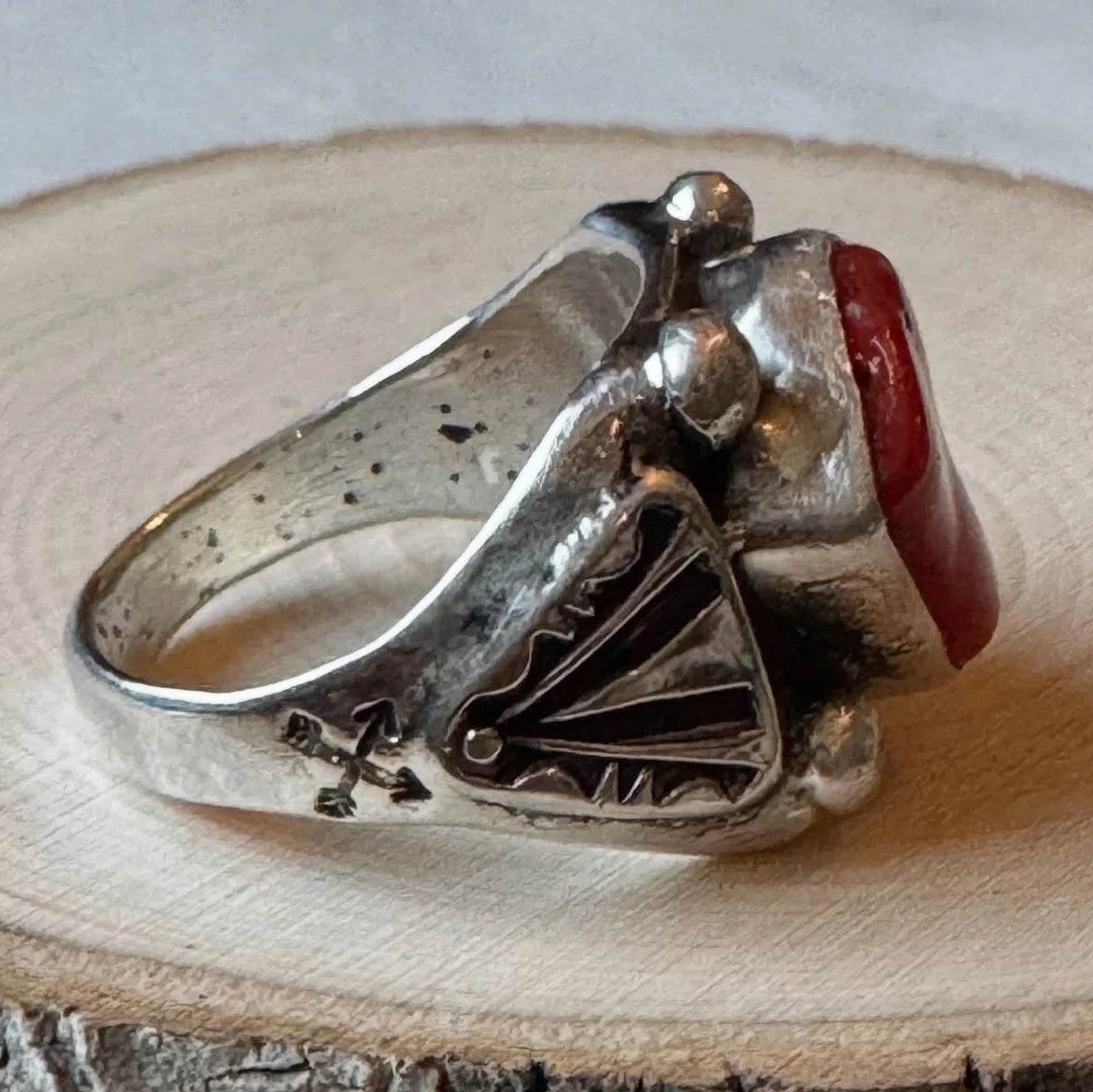 Coral Handmade Ring sz 10.5