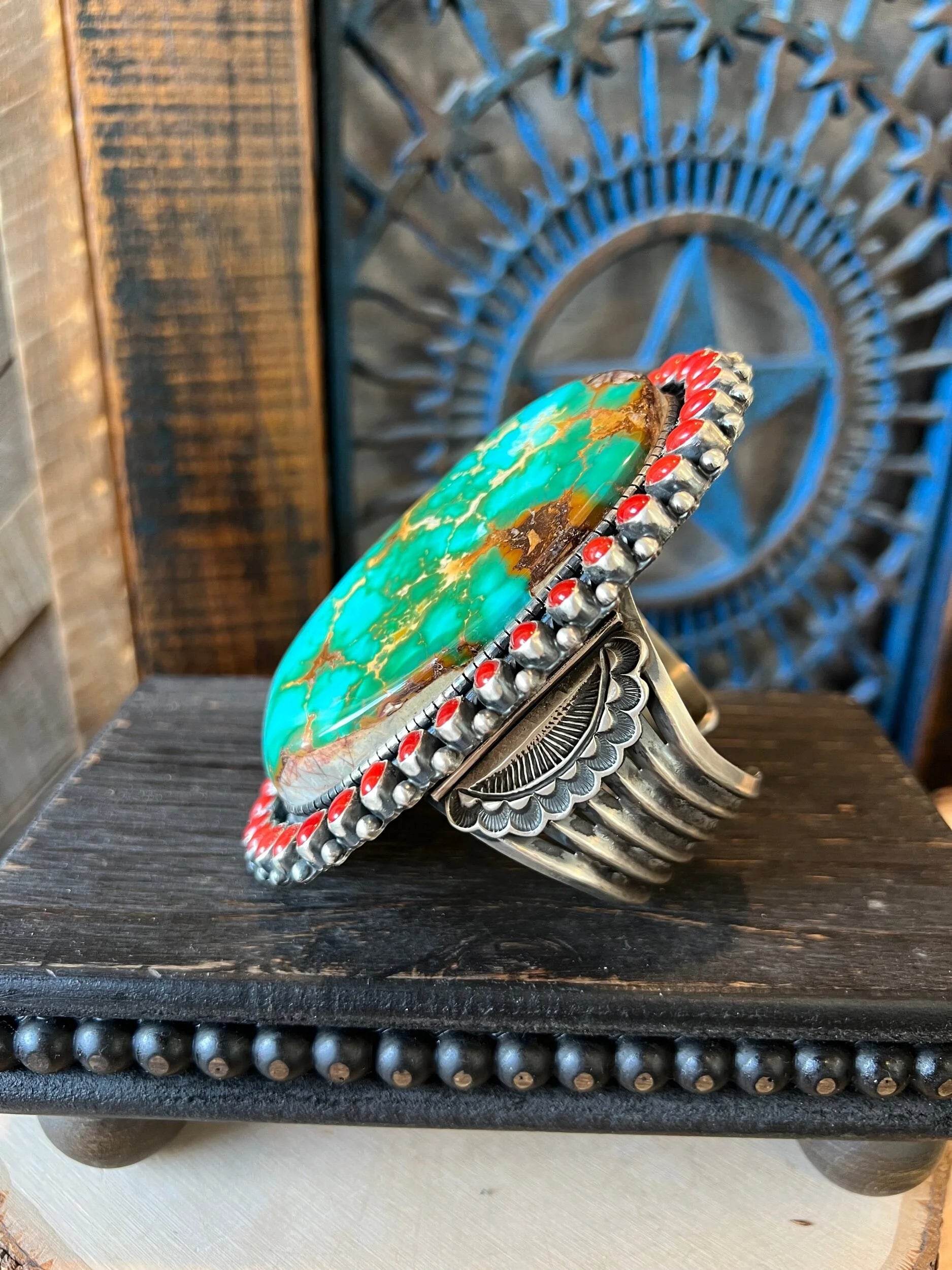 Turquoise & Italian Coral Cuff