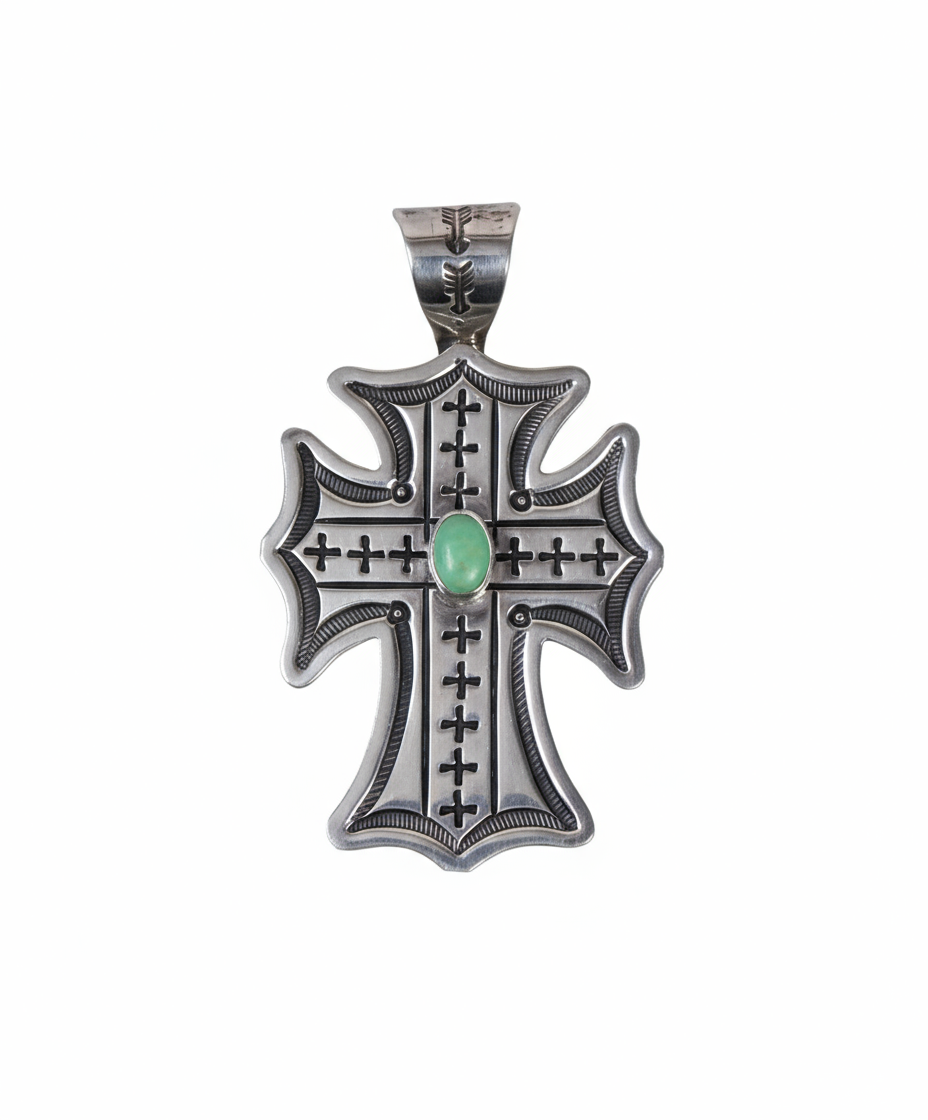 Darrell Cadman Turquoise Cross Pendant