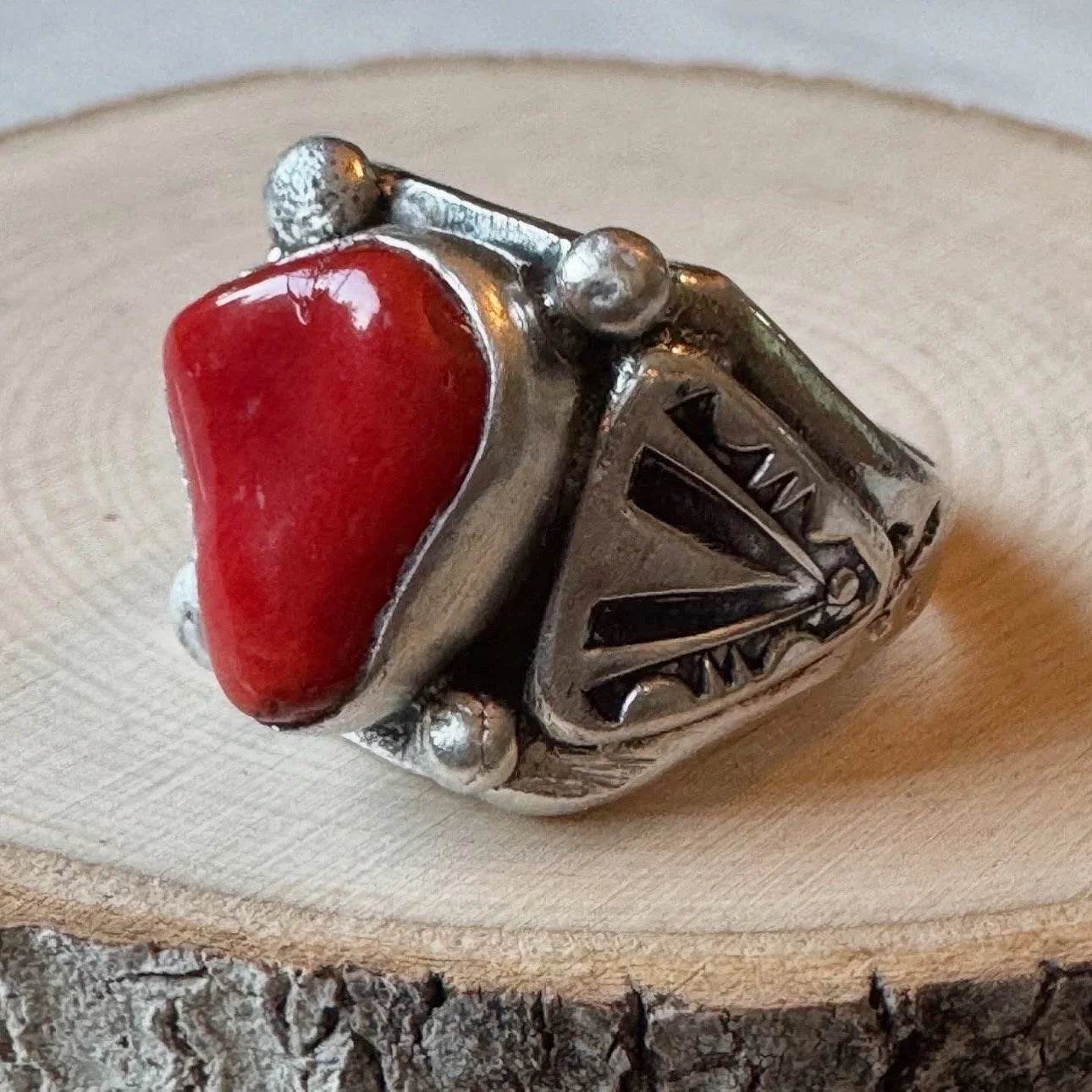 Coral Handmade Ring sz 10.5