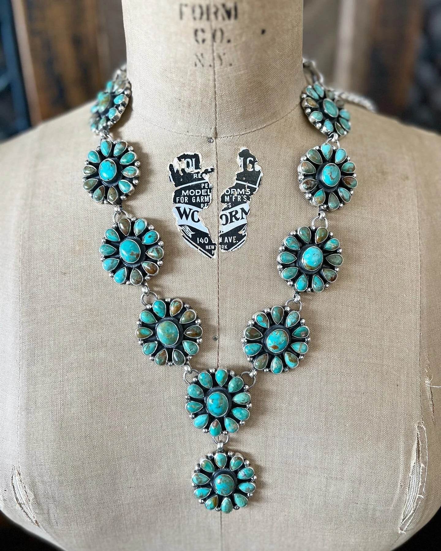 Turquoise Cluster Lariat Necklace