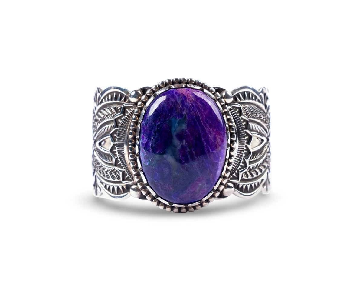 ColoradoJo Arnold Blackgoat Sugilite Sterling Cuff front view