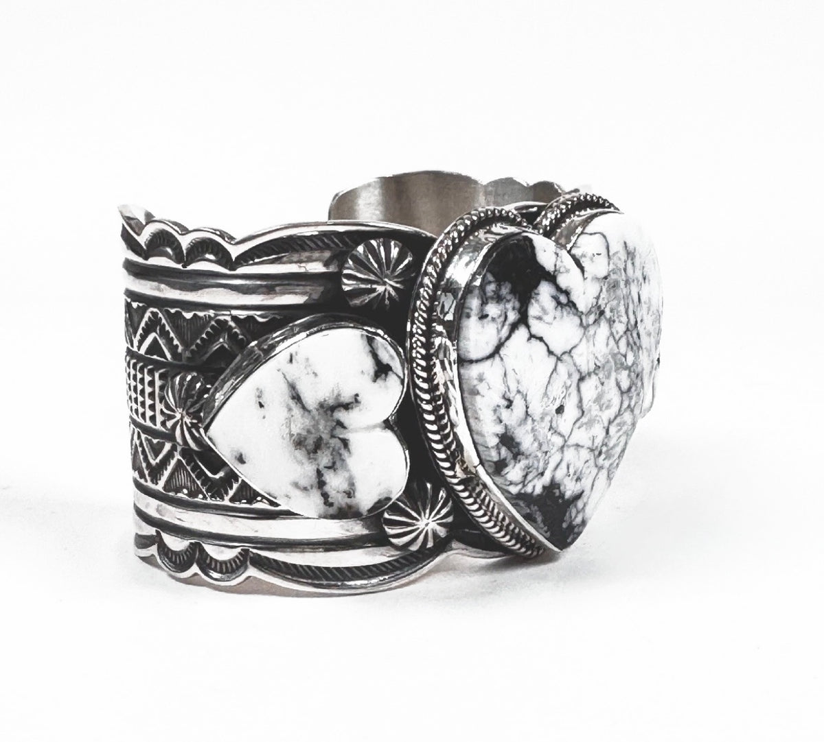 ColoradoJo Andy Cadman Sterling White Buffalo 3 Heart Cuff side view