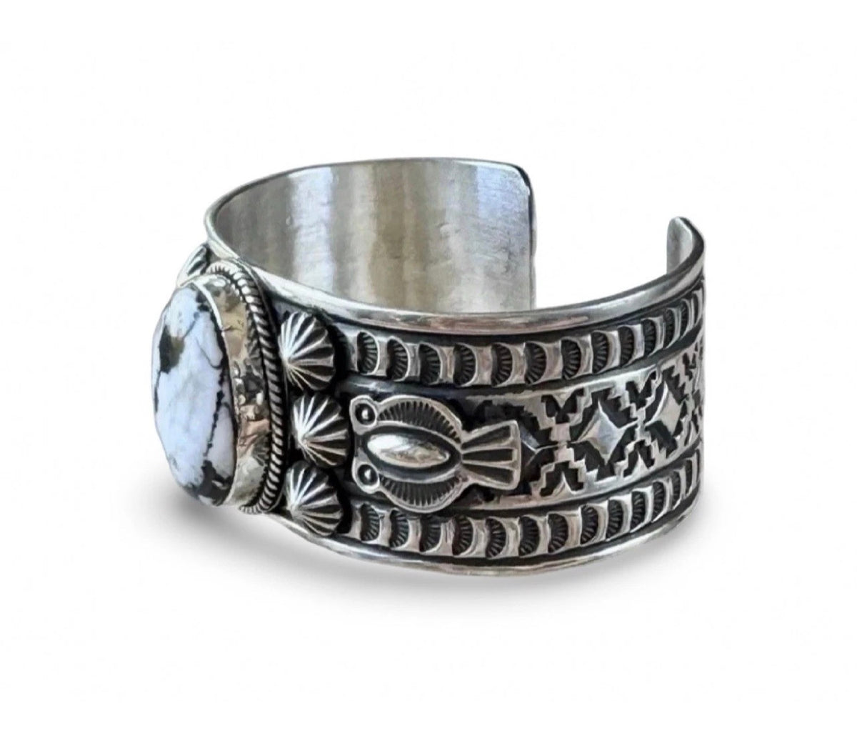 ColoradoJo Andy Cadman White Buffalo Sterling Cuff 3/4 view