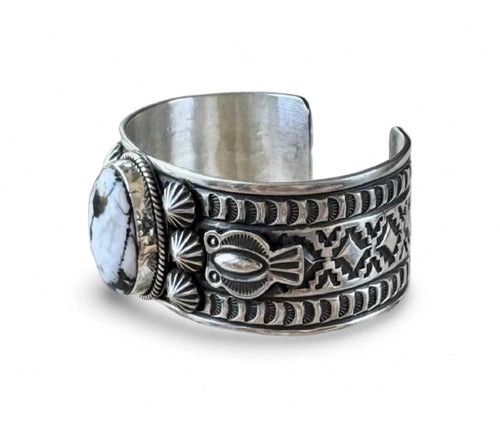 ColoradoJo Andy Cadman White Buffalo Sterling Cuff 3/4 view