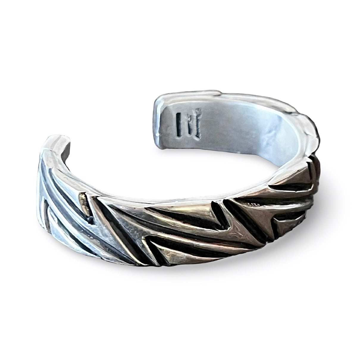 ColoradoJo Chimney Butte Heavy Gage Deep Line Stamping Sterling Cuff 3/4 view