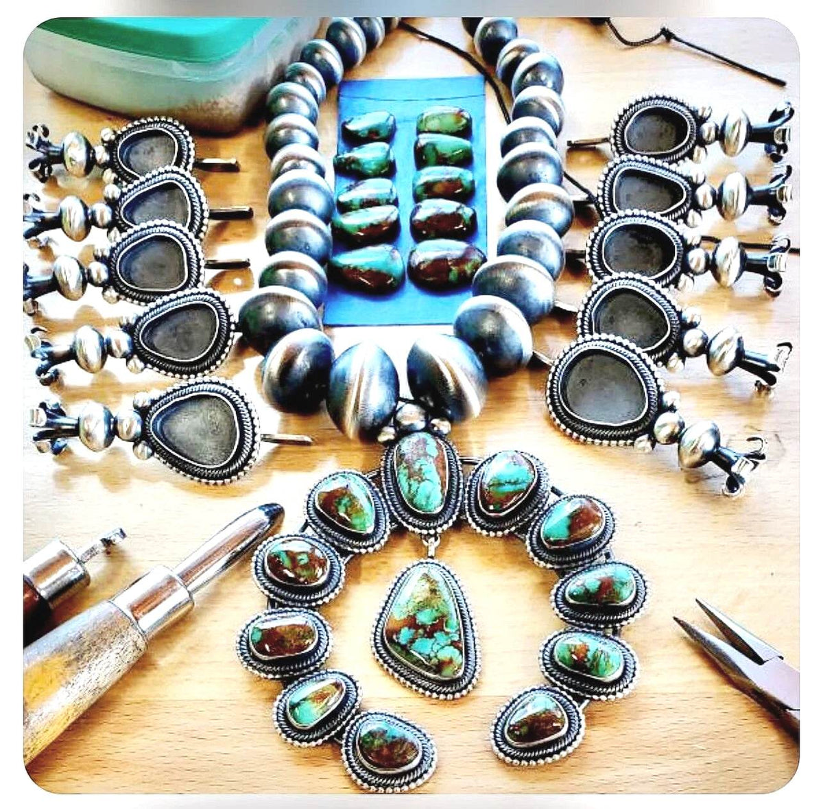 ColoradoJo Ernest Roy Begay Royston Turquoise Squash Blossom Necklace workspace view