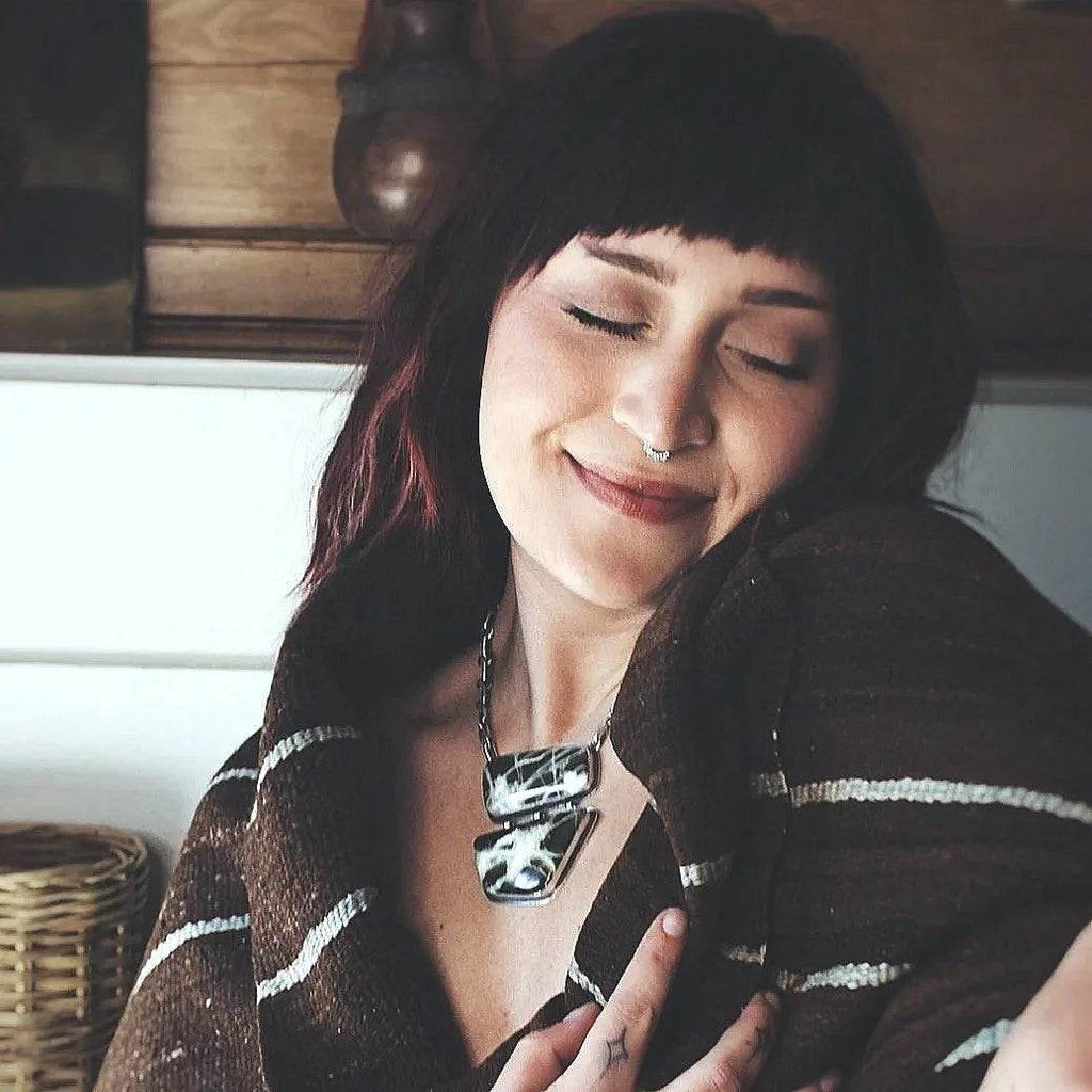 ColoradoJo CoJo Collective x Leigha Cleveland Petrified Wood Necklace model view