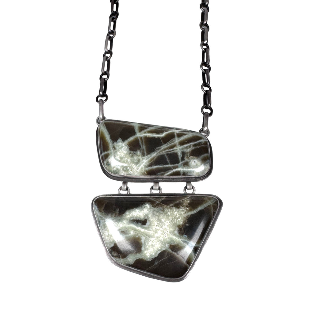 ColoradoJo CoJo Collective x Leigha Cleveland Petrified Wood Necklace full pendant front view
