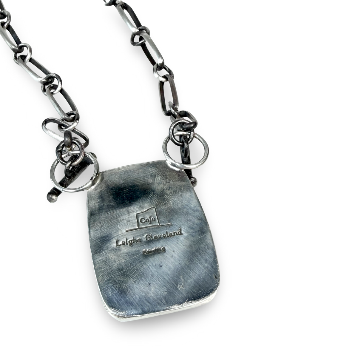 ColoradoJo CoJo Collective X Leigha Cleveland Agate Necklace rear hallmark view