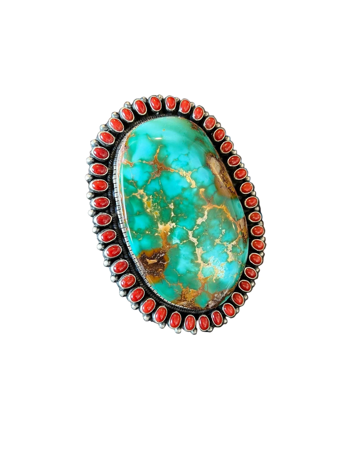 ColoradoJo Leon Martinez Royston Turquoise & Italian Coral Cuff front view