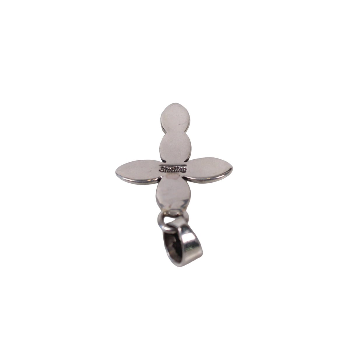 ColoradoJo Matthew Charley Italian Coral Cross Pendant back hallmark view