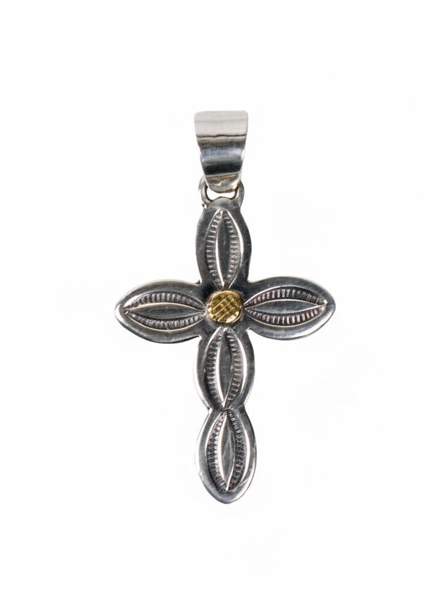 ColoradoJo Matthew Charley Gold Drop Cross Pendant front view
