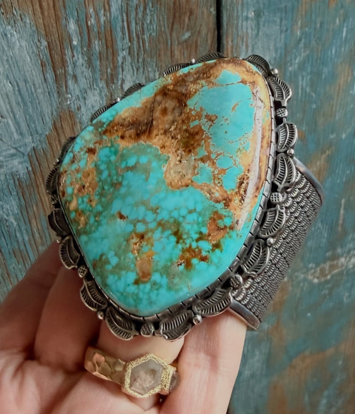 ColoradoJo Matthew Charley Signature Royston Turquoise Cuff front handheld view