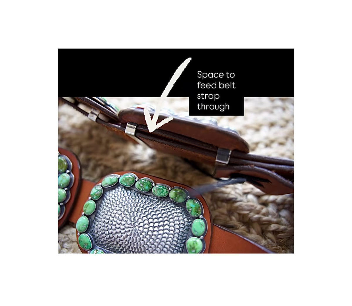 ColoradoJo Matthew Charley Concho Belt with Sonoran Gold Turquoise brown leather belt strap feeder 