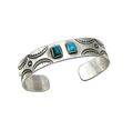 ColoradoJo Old Pawn Two Stone Turquoise Cuff front view