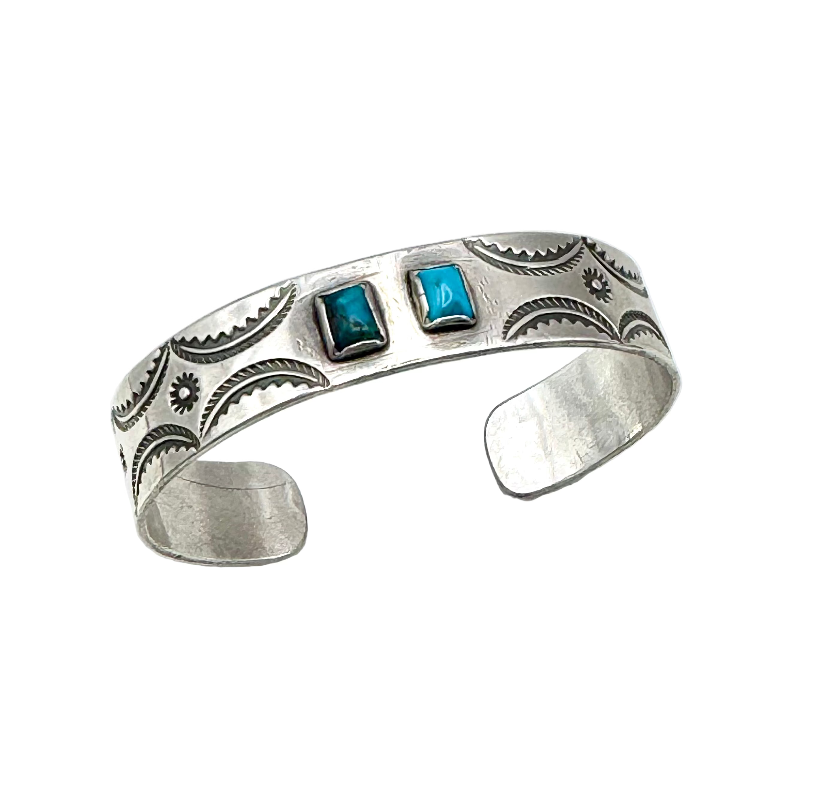 ColoradoJo Old Pawn Two Stone Turquoise Cuff front view