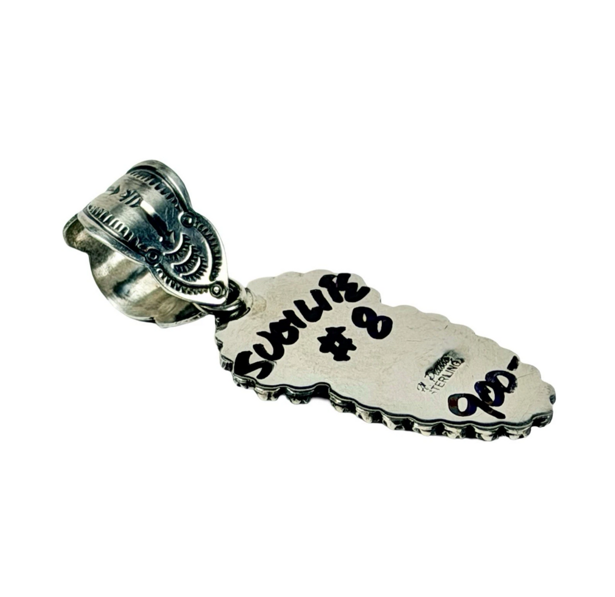 ColoradoJo Happy Piasso No. 8 Turquoise & Sugilte Pendant rear hallmark view