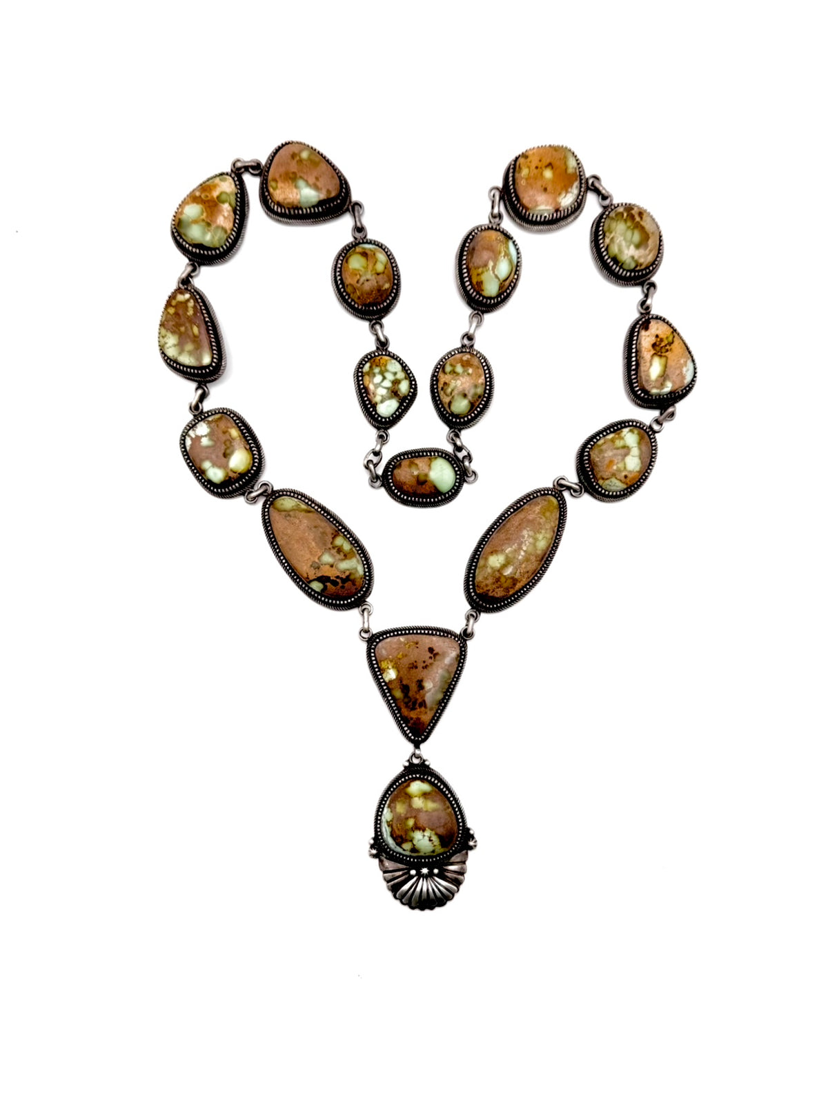 ColoradoJo Richard Jim Royston Turquoise Lariat Necklace front heart shape view