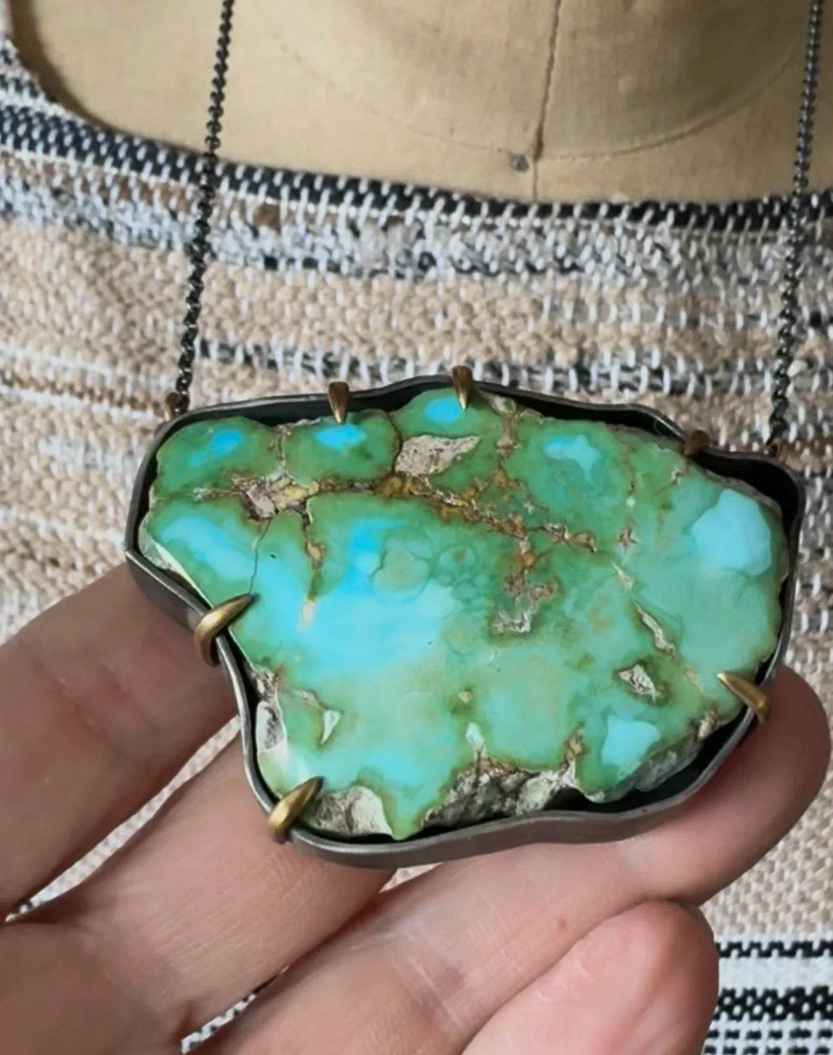 ColoradoJo Susan Fauman Organic Shape Sonoran Gold Turquoise Necklace gemstone view