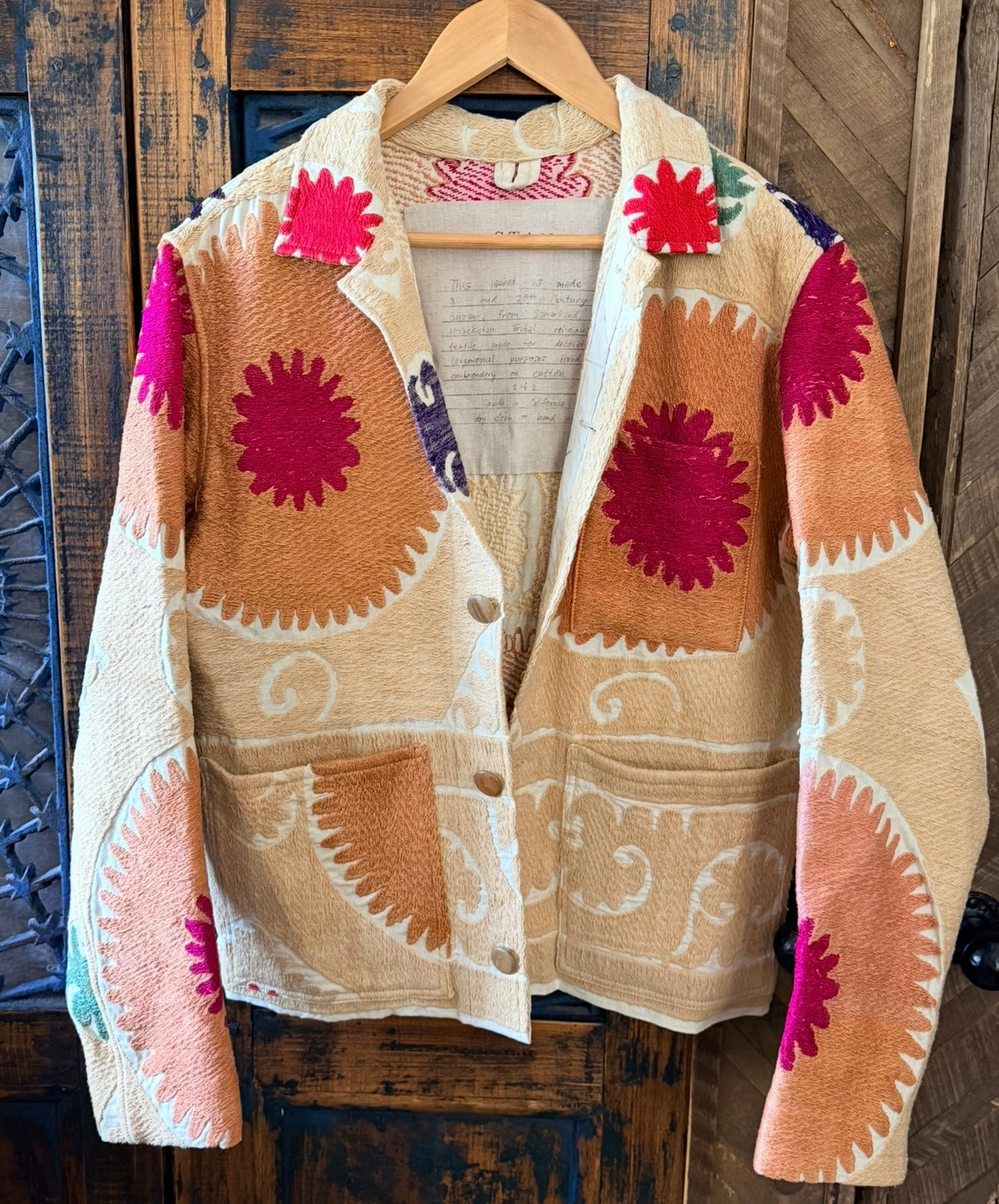 ColoradoJo STAN Vintage Suzani Jacket Men's Medium or Women's Large front view