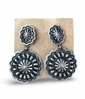 ColoradoJo Sterling Concho Earrings by Tsosie White Front view
