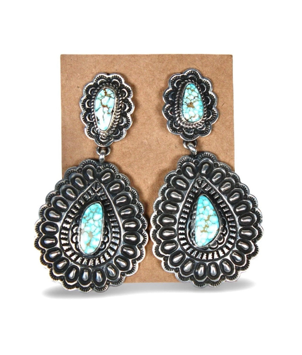 ColoradoJo Tsosie White Kingman Turquoise & Sterling Concho Earrings