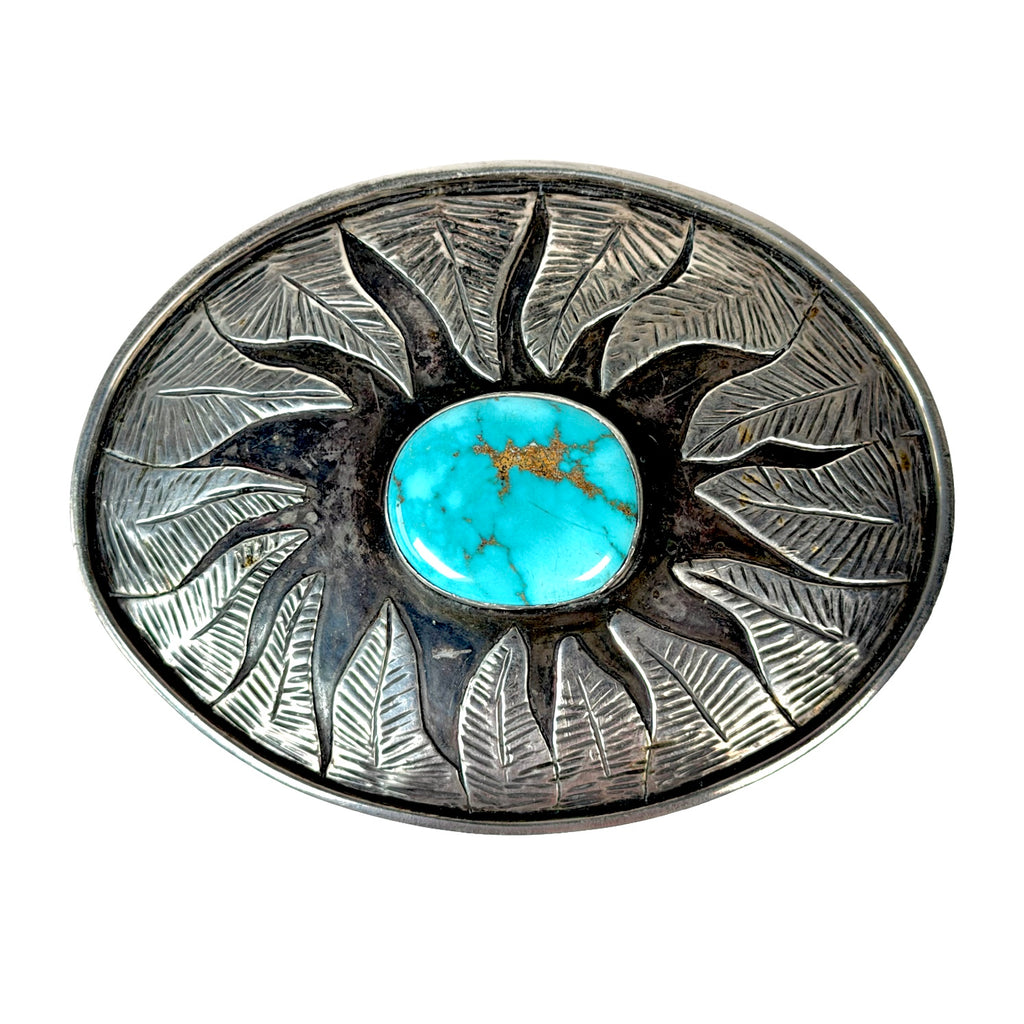 ColoradoJo Vintage Turquoise Cab Sterling Buckle front view