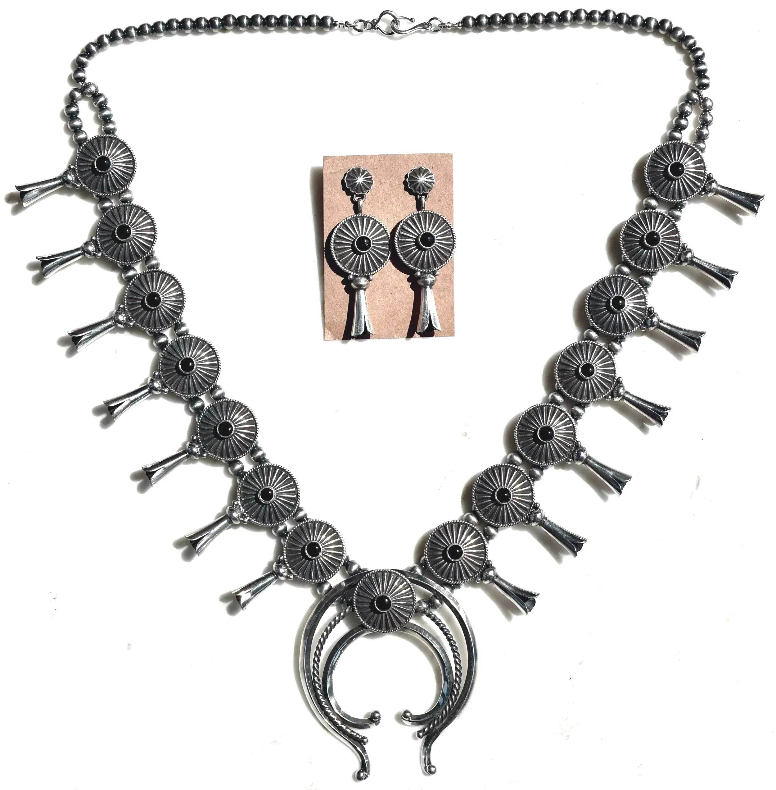 Onyx Squash Blossom Necklace Set