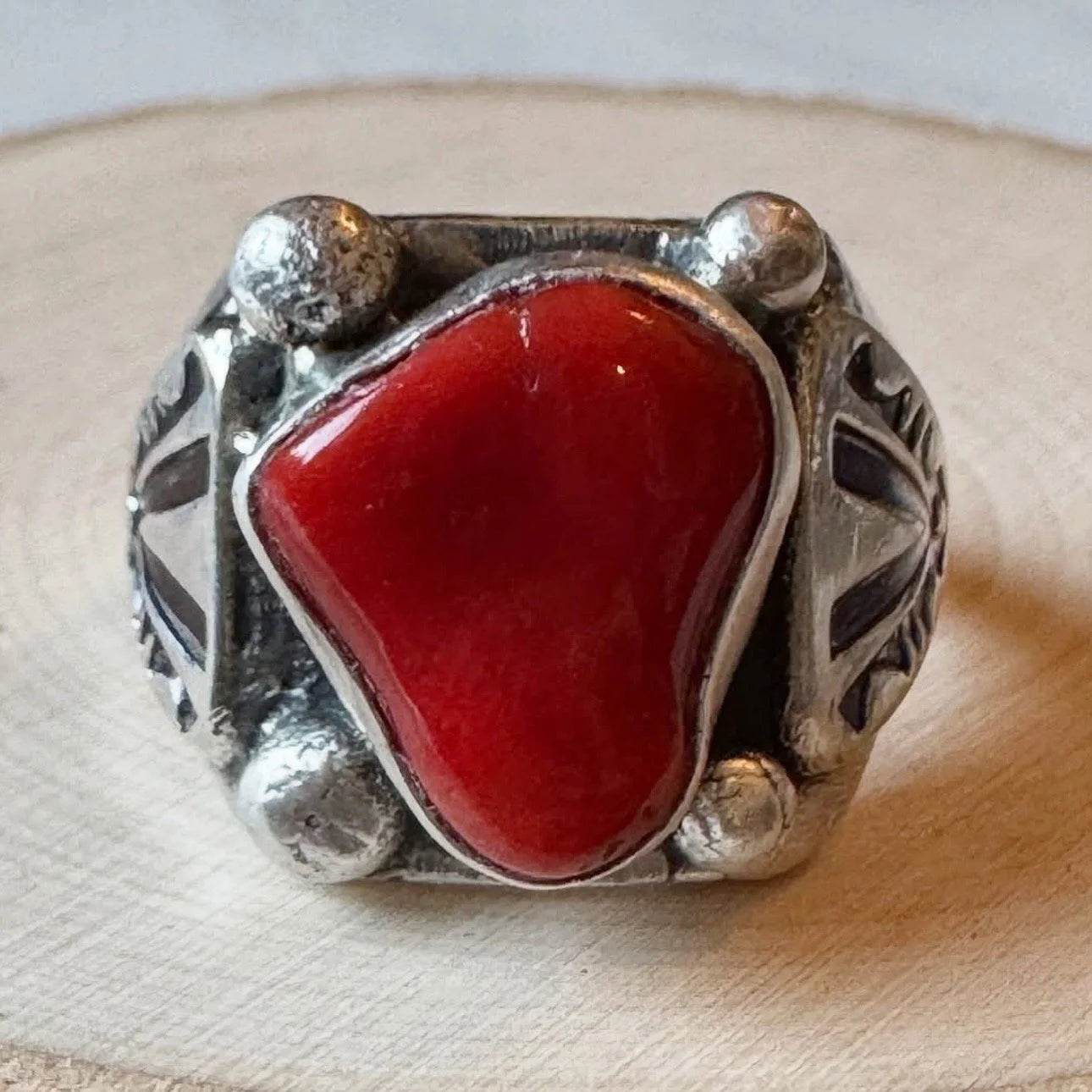 Coral Handmade Ring sz 10.5