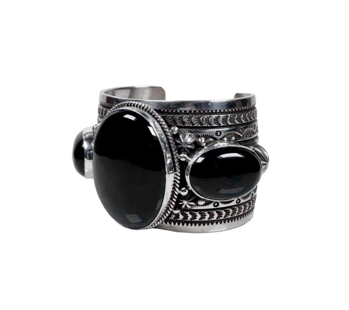 Happy Piasso Sterling & Onyx Cuff