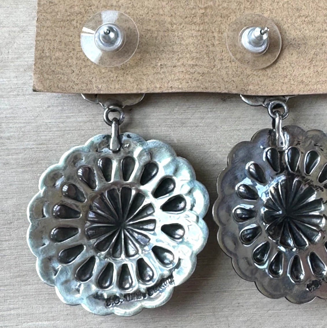 Sterling Concho Earrings by Tsosie White