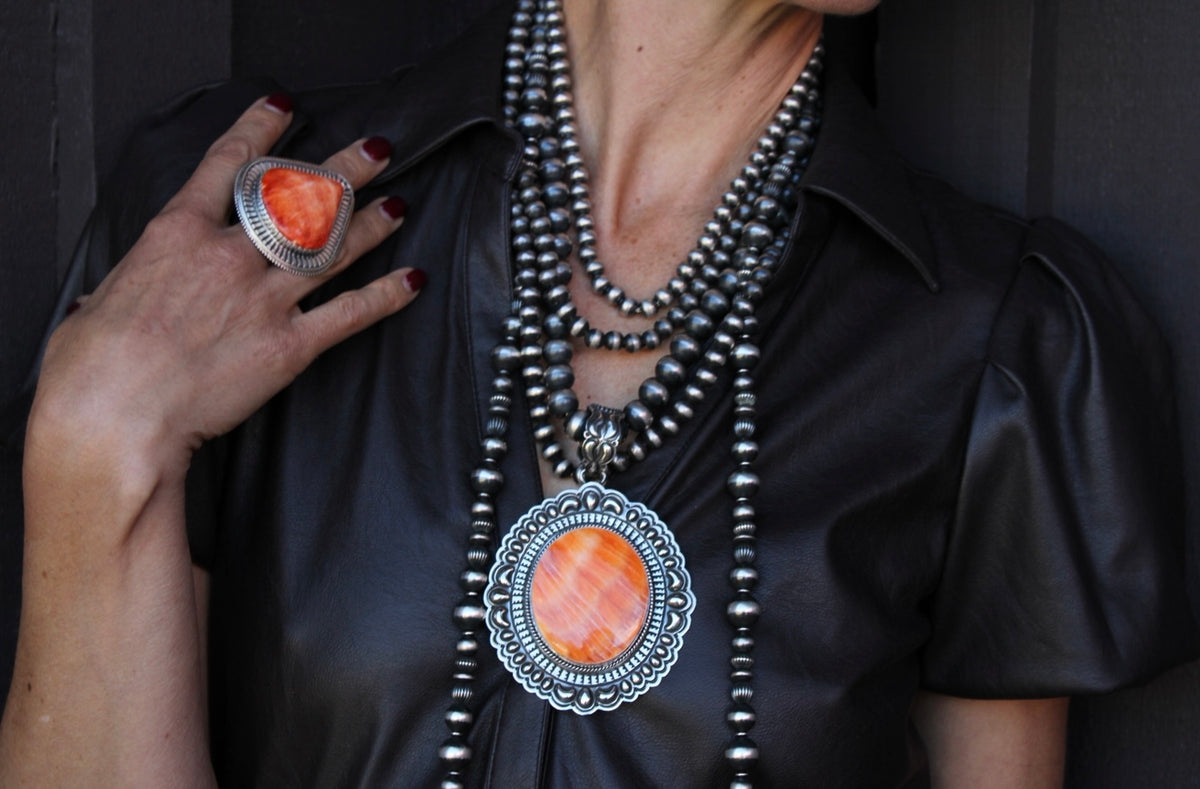 A Statement Piece • Orange Spiny Oyster Pendant