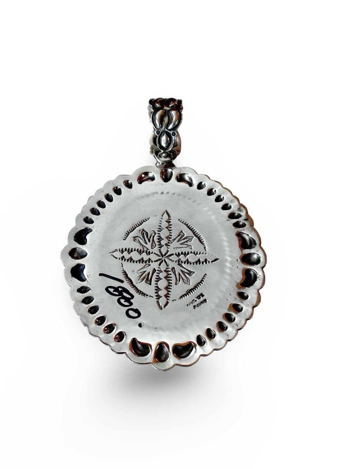 Orange Spiny Oyster & Sterling Pendant