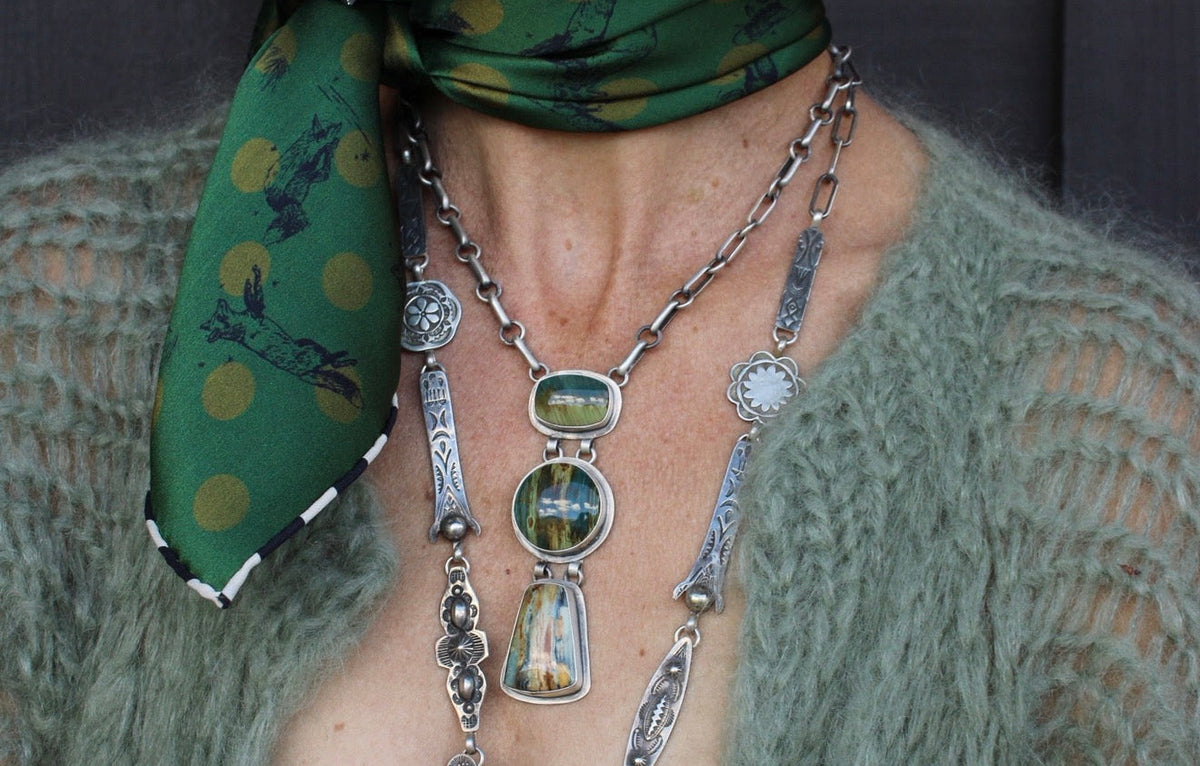CoJo Collective x Leigha Cleveland Gary Green Petrified Wood Necklace