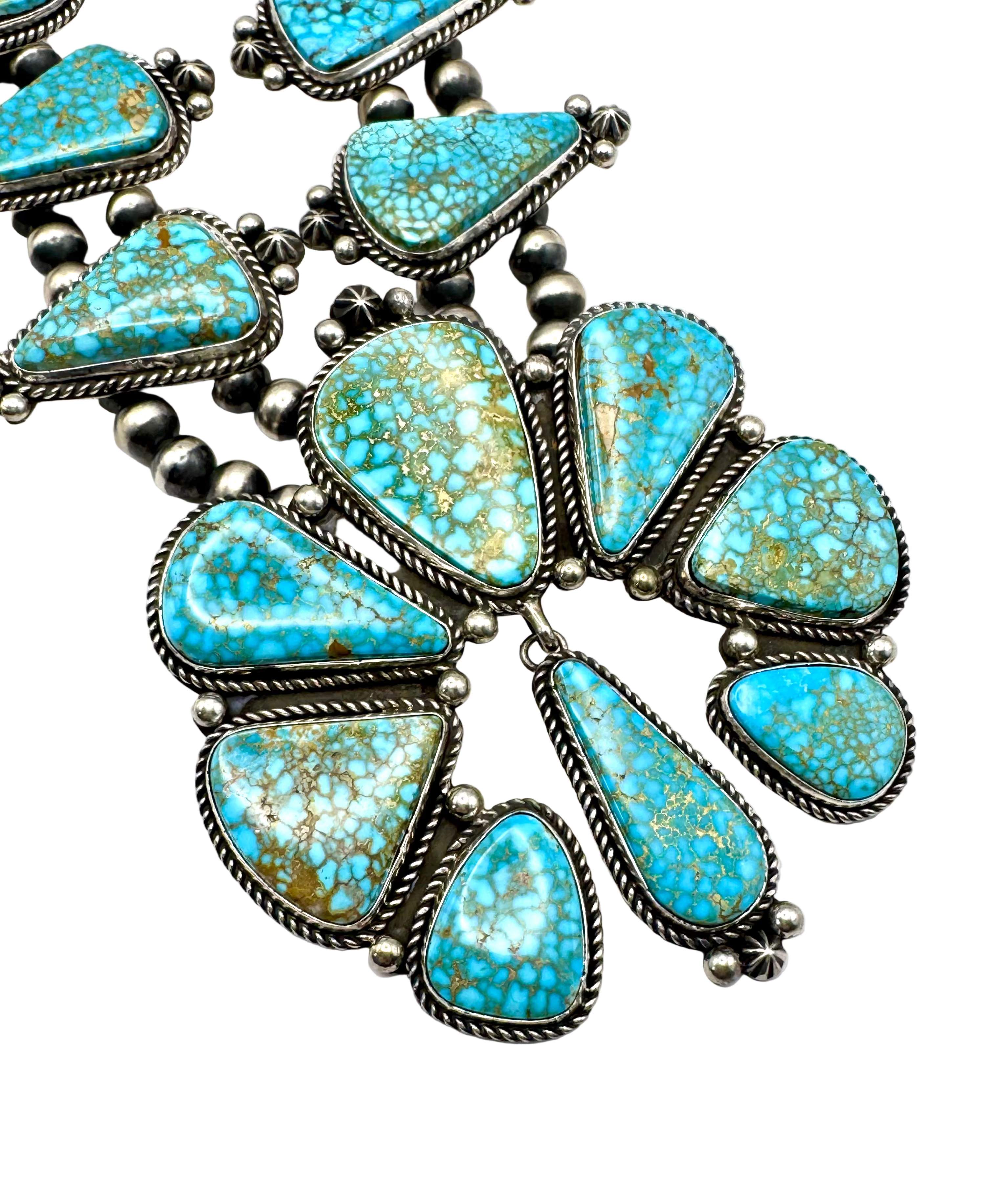 Linda Yazzie Kingman Turquoise Squash Blossom Necklace SET