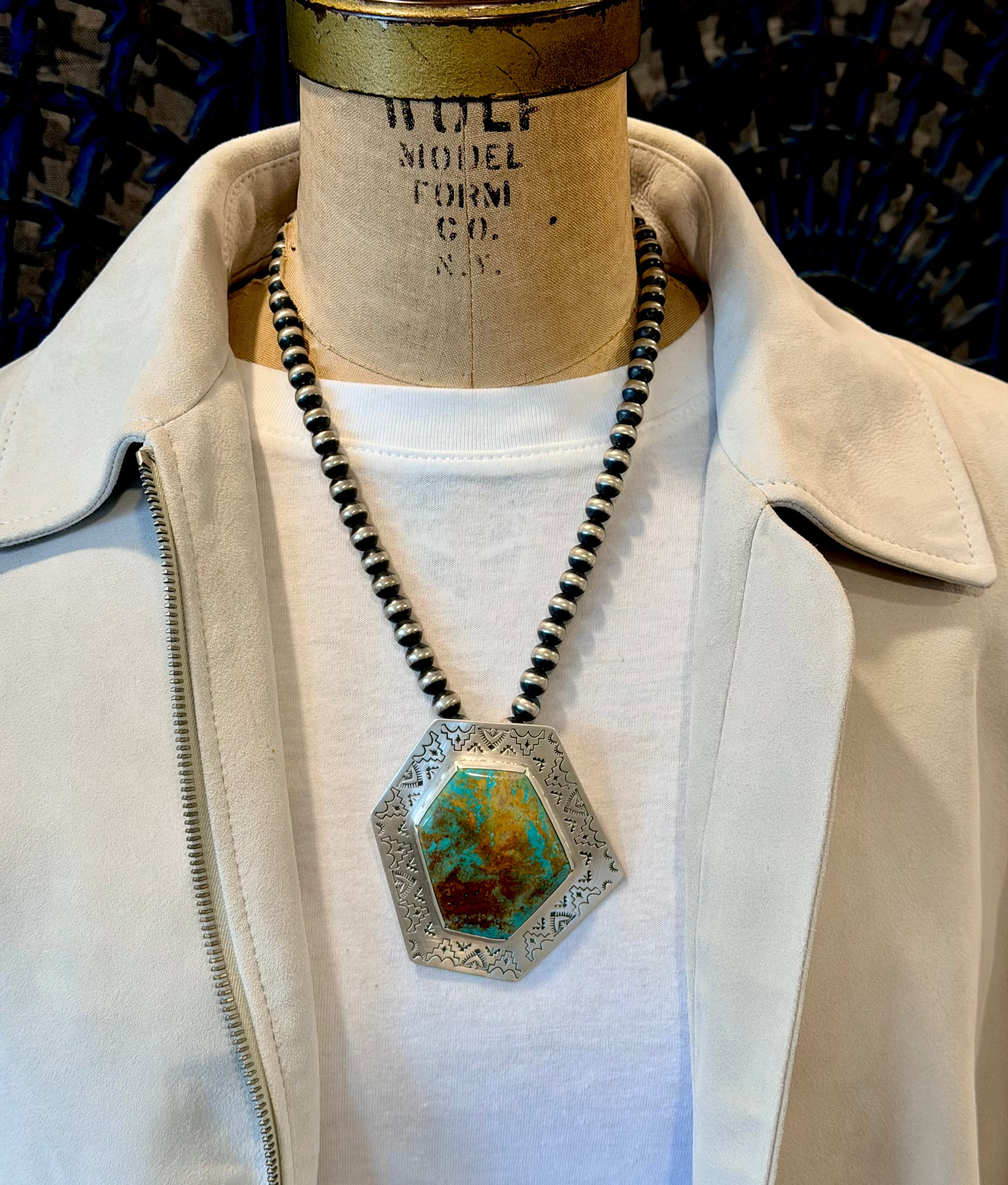 Joe Chavez Royston Turquoise Pendant