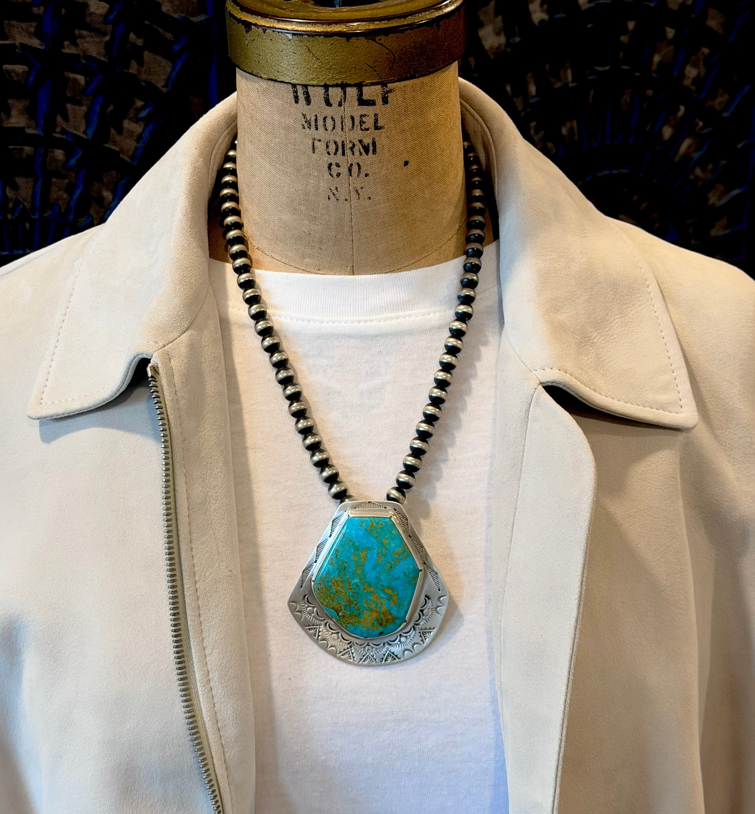 Joe Chavez Royston Turquoise Pendant