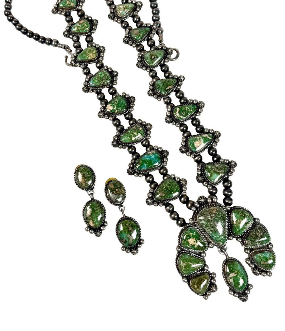 LaRose Ganadonegro Turquoise Squash Blossom Necklace SET