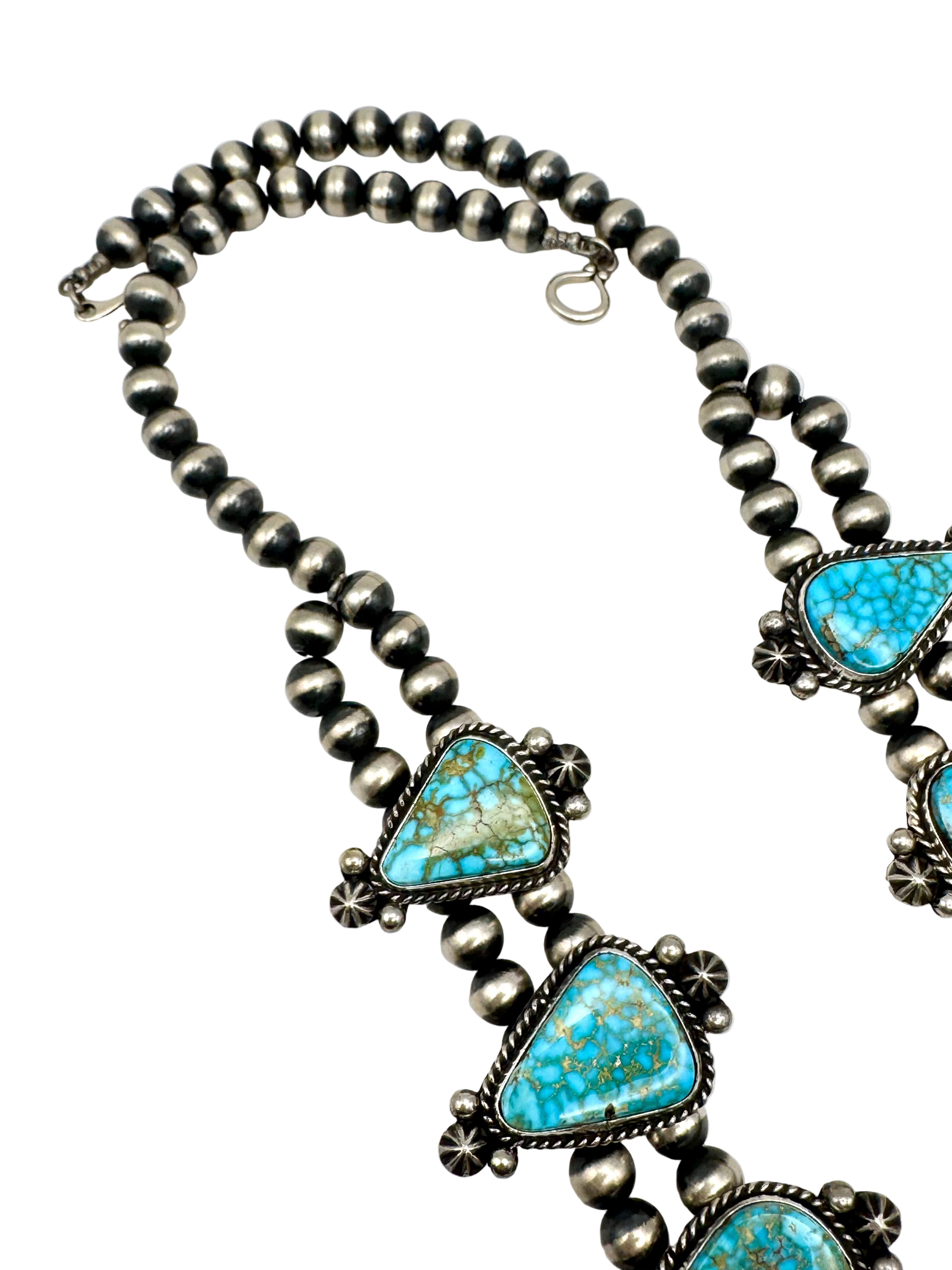 Linda Yazzie Kingman Turquoise Squash Blossom Necklace SET